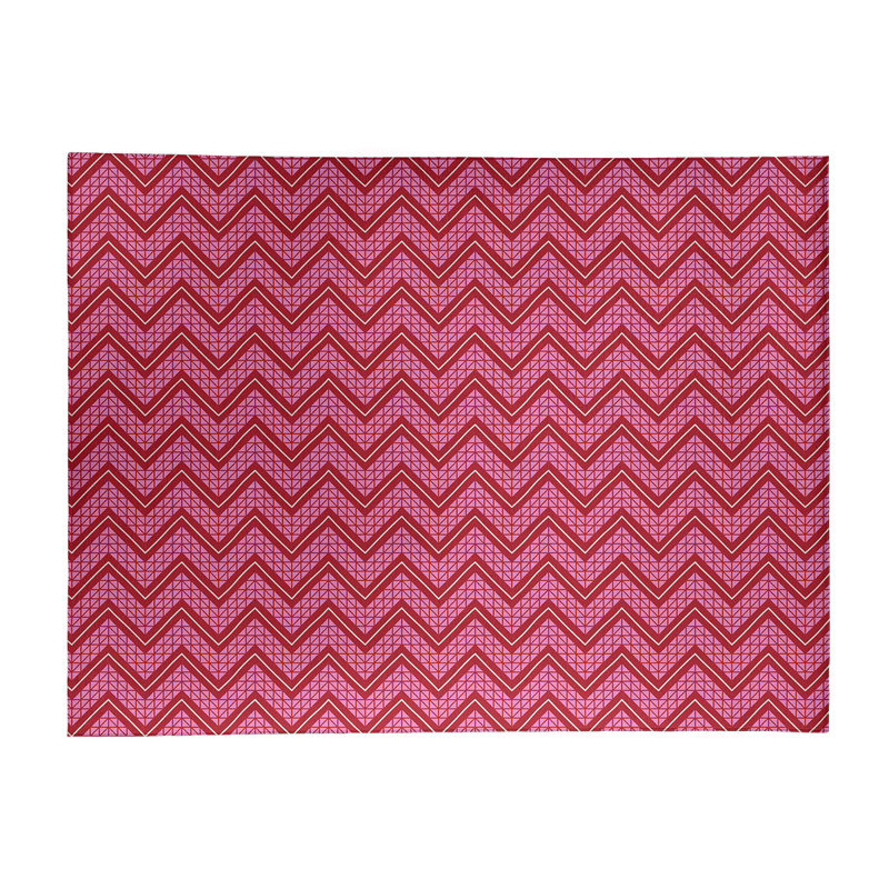 Tapis rose/rouge à chevrons fait main, Rectangle 8 pi x 10 pi