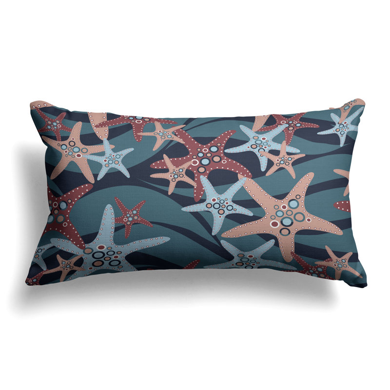 Starfish Sway  Rectangular Throw Pillow, Blue/Gray