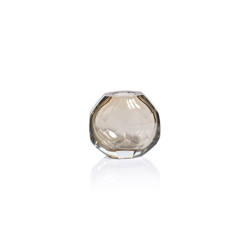 Ladonna Glass Table Vase, 4.75" H x 5" W x 3" D, Taupe