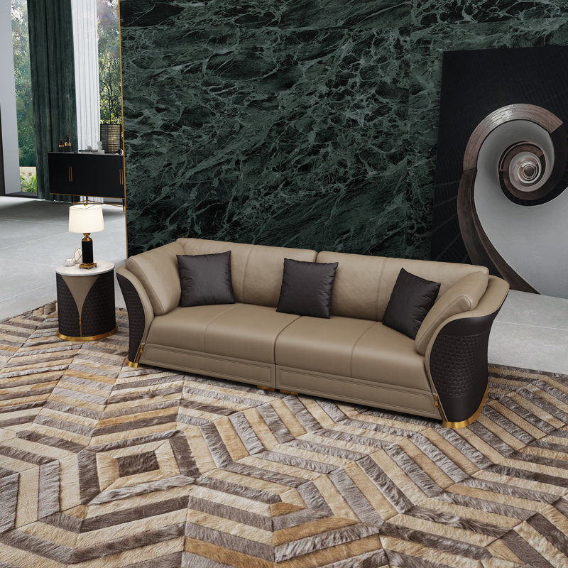 Sofa, Dark Sand/Chocolate Leather Match