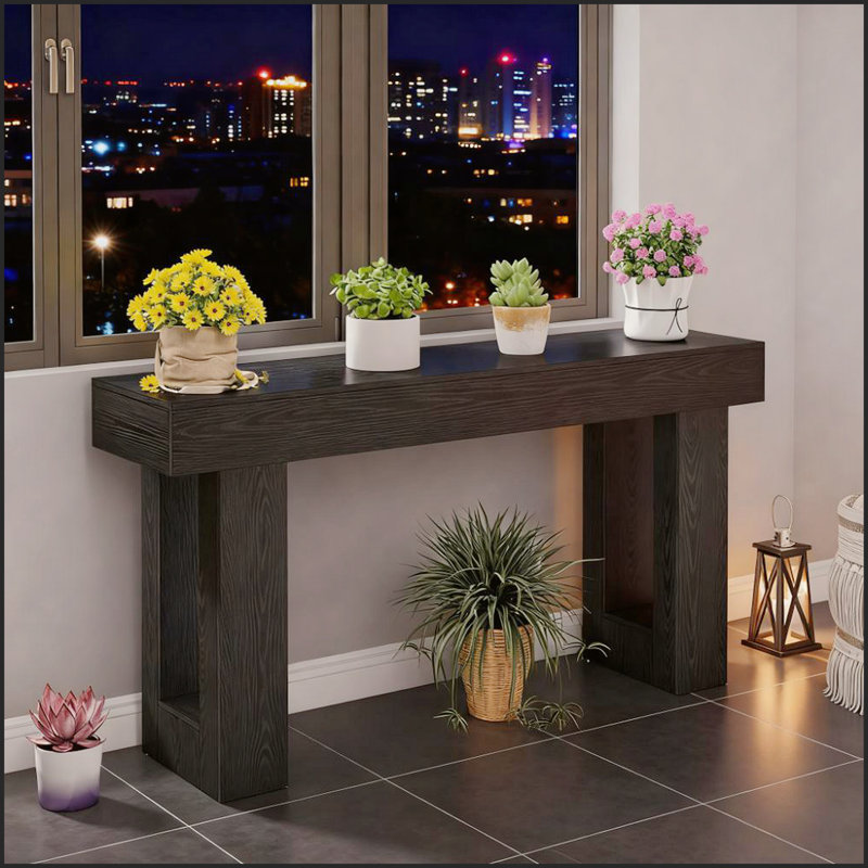 Long Farmhouse Black Console Table - 63 Inch Sofa Entryway Table For Living Room Or Hallway Decor | Gift Idea, Black
