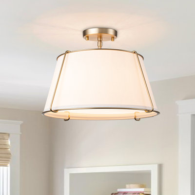 Linen Blend Drum Semi Flush Mount