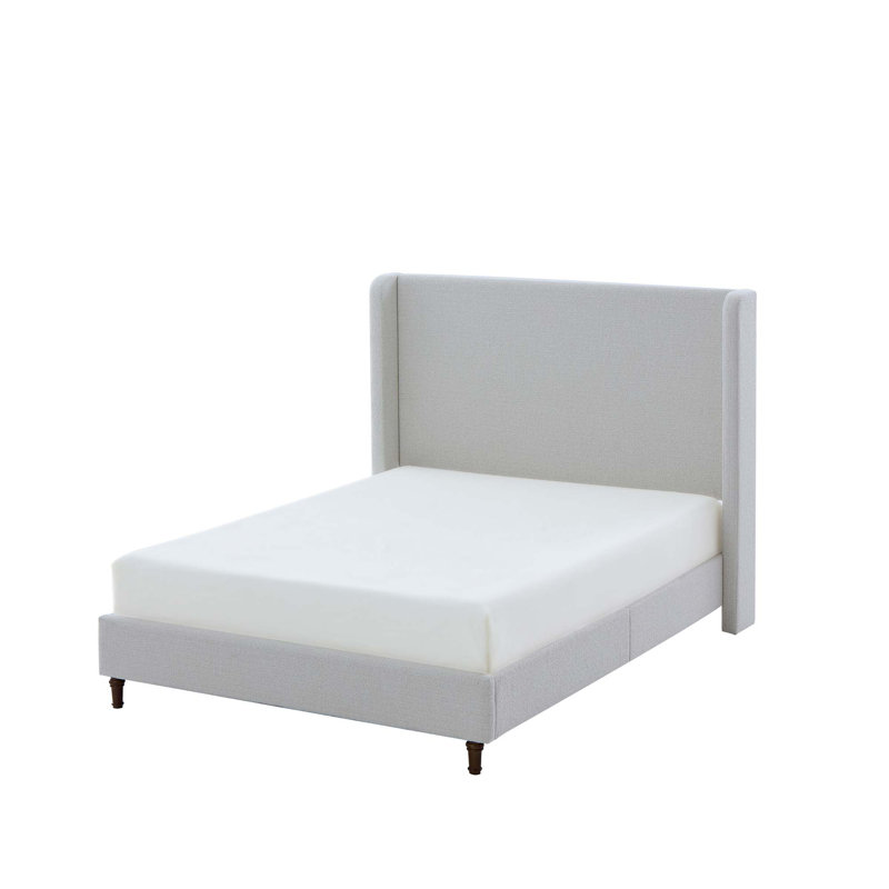 Grand lit tapissier Harper, sans sommier tapissier, Blanc, crème, Grand lit