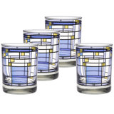 Frank Lloyd Wright Oak Park Blue 14-Ounce DOF Double Old Fashioned Glass