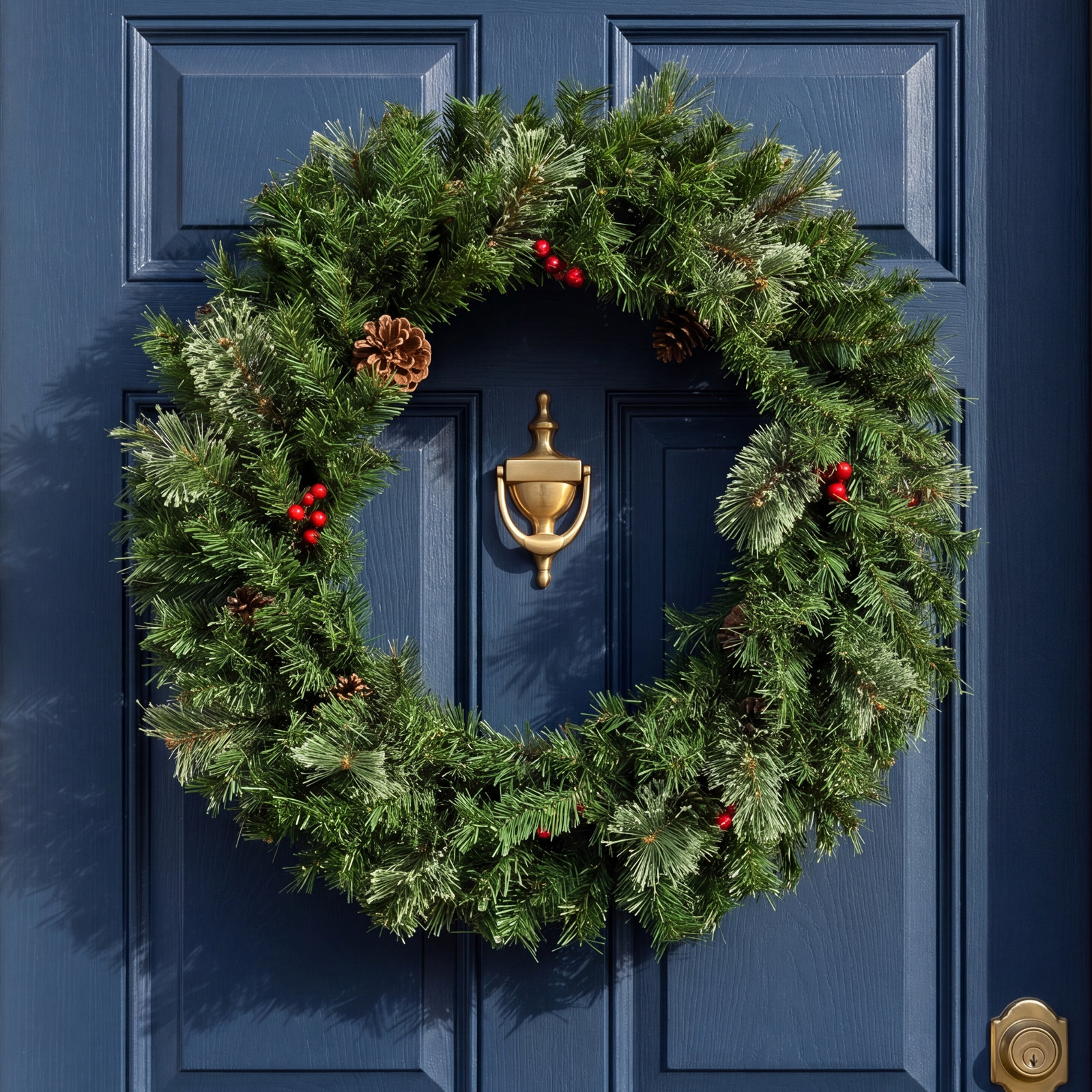 The Holiday Aisle® 30" Cashmere Wreath with Pinecones and Red Berries