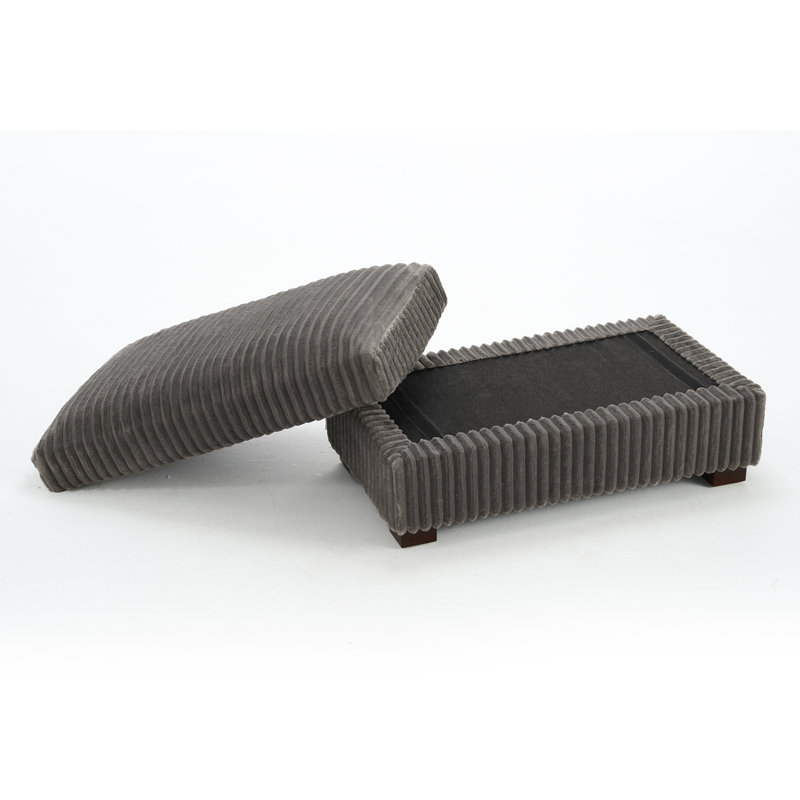 40.15cm Wide Rectangle Solid Colour Footstool Ottoman, Light Grey