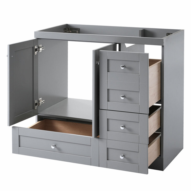 Meuble-lavabo sur pieds 36 po style Shaker seulement, Gris