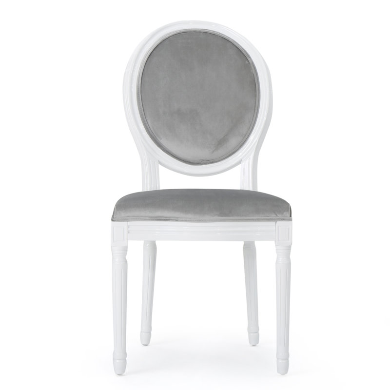 Chaise d'appoint rembourrée à dossier Roi Louis Jamar, Gris horizon / Blanc