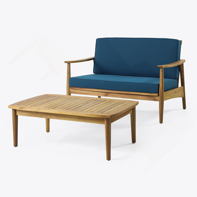 Causeuse + table basse, Bleu