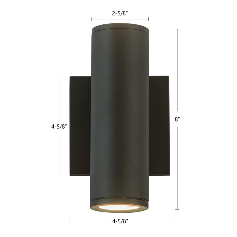 Nordic 2 - Light LED Flush Mounted Sconce, 16 W, Black, 8" H x 4.63" W x 3.38" D