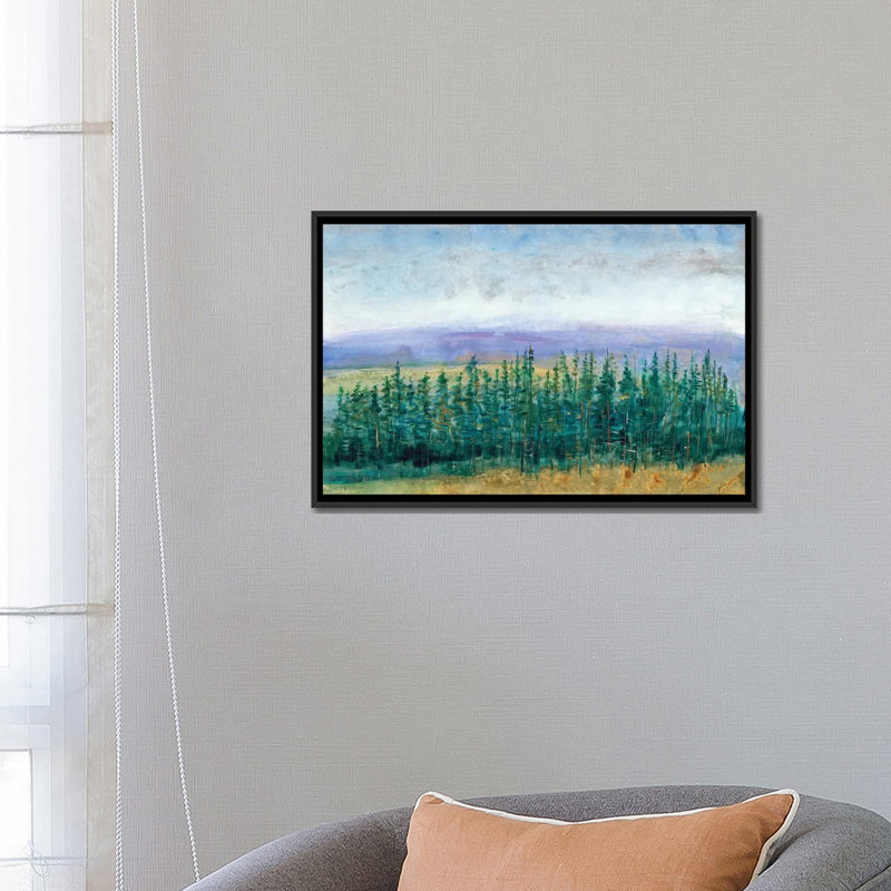« pin tops ii », impression sur toile, H 18 po x l 26 po x P 1,5 po, Toile avec cadre noir, Pas de tapis