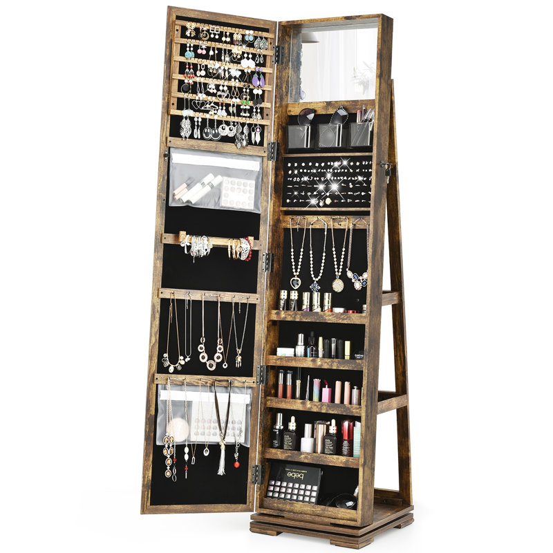 Armoire à bijoux avec miroir Dundald, Café