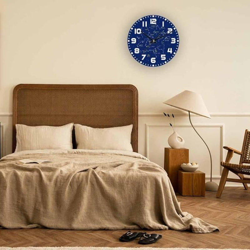 Horloge murale Starry Sky Horloge murale à piles Milky Way Silencieux 10 pouces pour salon, cuisine, maison, salle de bain, chambre à coucher