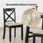 Chaise en bois massif de style campagnard à dossier en X avec siège tissé-1054667605-1054667604