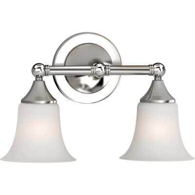Applique murale d'intérieur 2 lumières en nickel brossé avec verre gravé blanc
