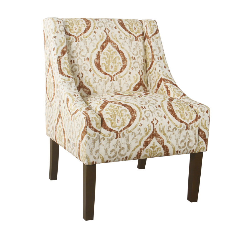 Damiansville Upholstered Side Chair, Burnt Orange Medallion Floral, Dark Walnut