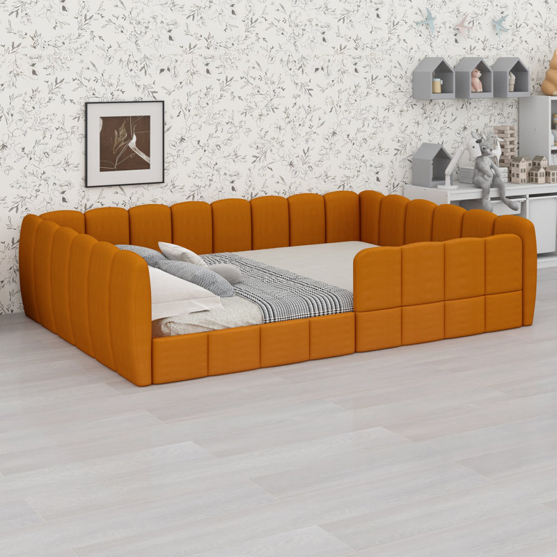 Lit tapissier Minimalist, Orange citrouille