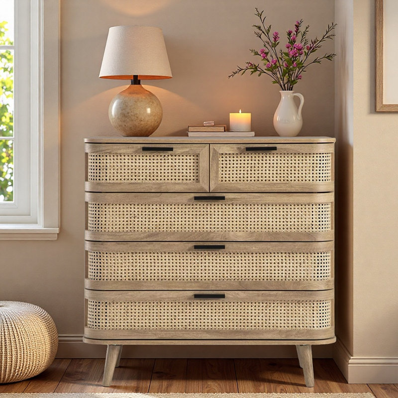 Retro Solid Wood  Entryway Cabinet, Burlywood