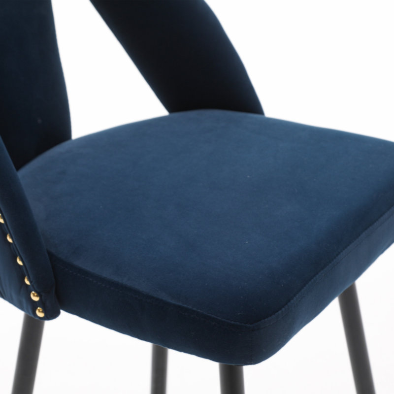 Ensemble de 2 tabourets et tabourets de bar contemporains en velours de 28 po Connor, Bleu