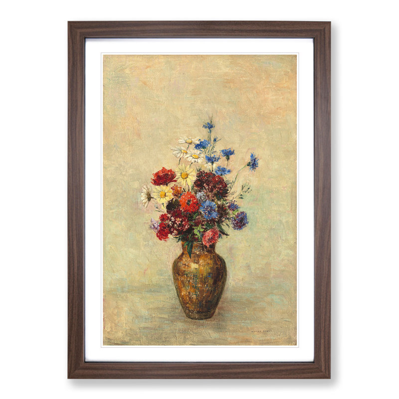 Vase of Flowers Vol.3 by Odilon Redon - Picture Frame Painting, 36cm H x 27cm W x 2cm D, Walnut Framed