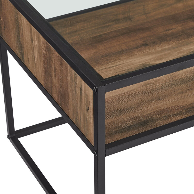 Frame Coffee Table with Storage, Reclaimed Barnwood