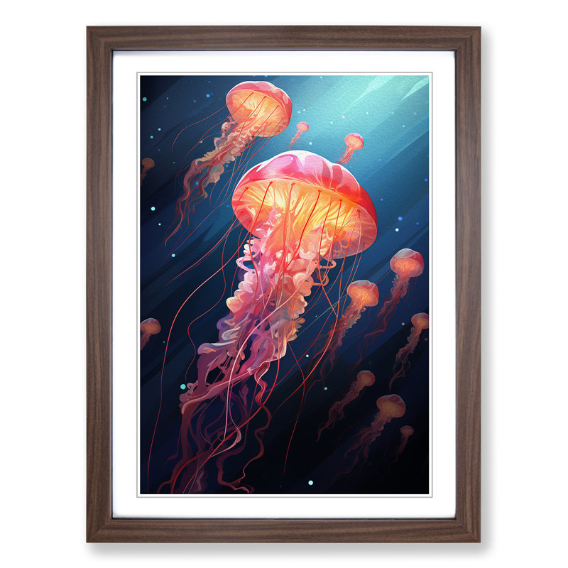 Jellyfish Constructivism - Framed Print, Walnut , 46cm H x 34cm W x 2cm D