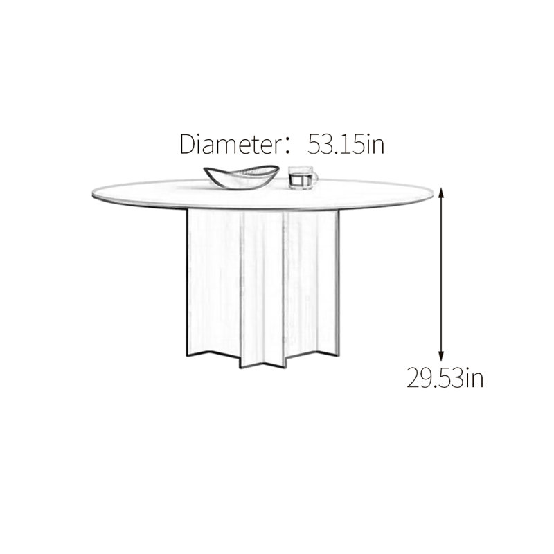 Table de salle à manger ronde en pierre frittée blanche, H 29,53 po x L 53,15 po x l 53,15 po