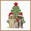 «Christmas Dog Trio Tree» par Fab Funky - cadre flottant, impression sur toile