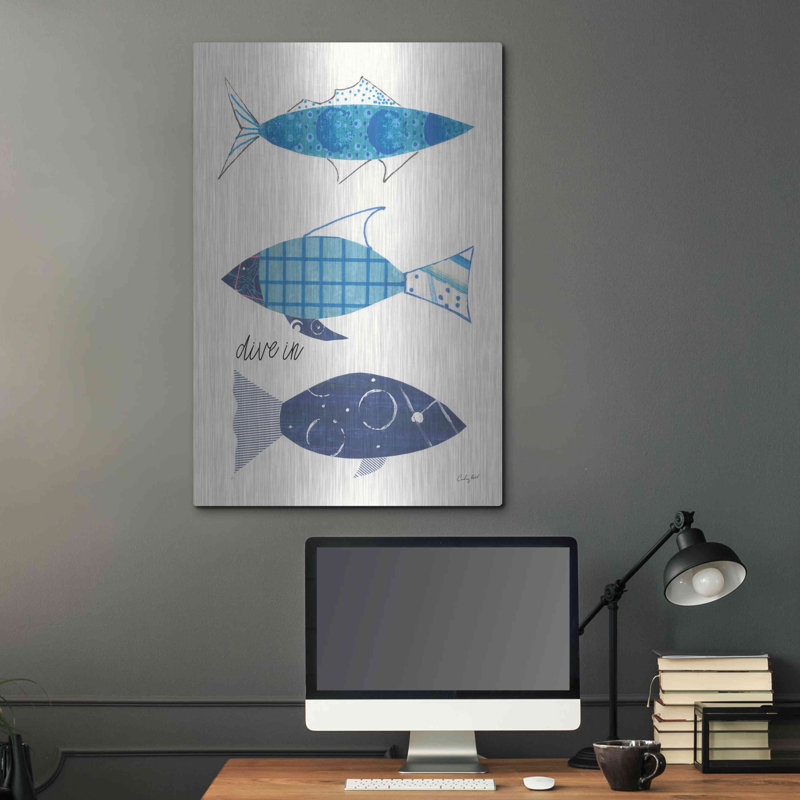 Beachcrest Home ™ «Go With the Flow III Dive In» par Courtney Prahl, art mural en métal, H 36 po x l 24 po