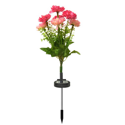 Night Light Solar Powered Peony Flower Lamp LED Simulation 7-head Silk Peony Flower Ground Insertion Lamp Courtyard Decoration  Lamp