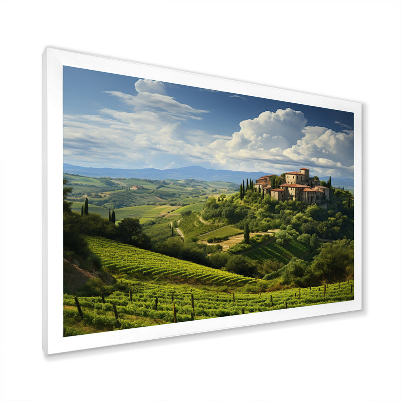 Italie, tranquillité toscane, Italie, art mural, Cadre simple blanc, H 12 po x l 20 po x P 1 po