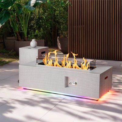 12.6’’ H X 42’’ W Metal Propane Outdoor Gas Fire Pit Table With Colorful Rgb Light