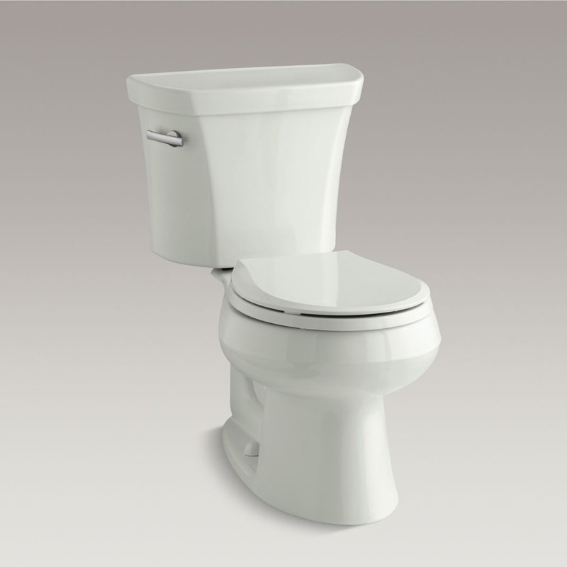 Wellworth 1.28 GPF Water Efficient Round Two-Piece Toilet (Seat Not Included), Dune, Left-Hand