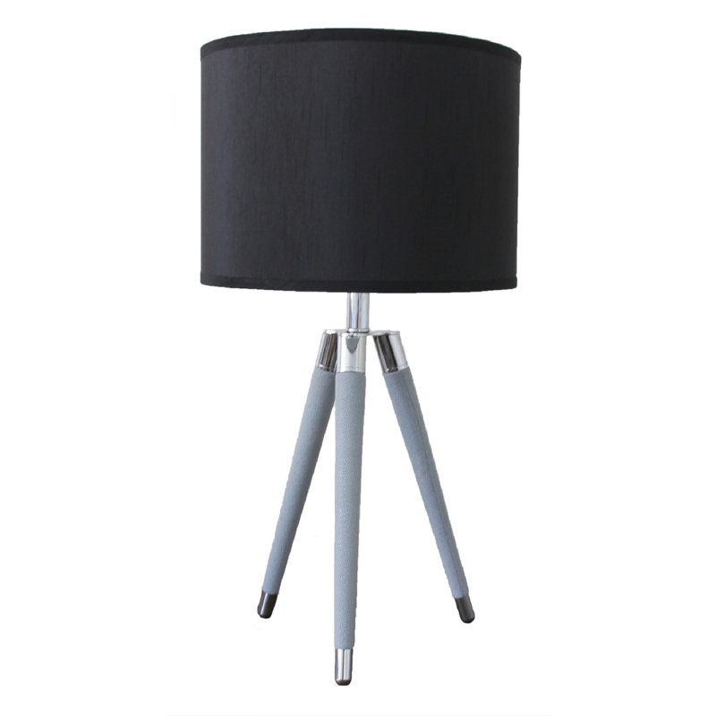 Molinari Metal Tripod Lamp, Black, 26.75" H x 14" W x 14" D, Light Grey