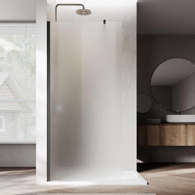 40”W*72”H Frameless Shower Screen with 8mm Frosted Glass, Easy to Clean