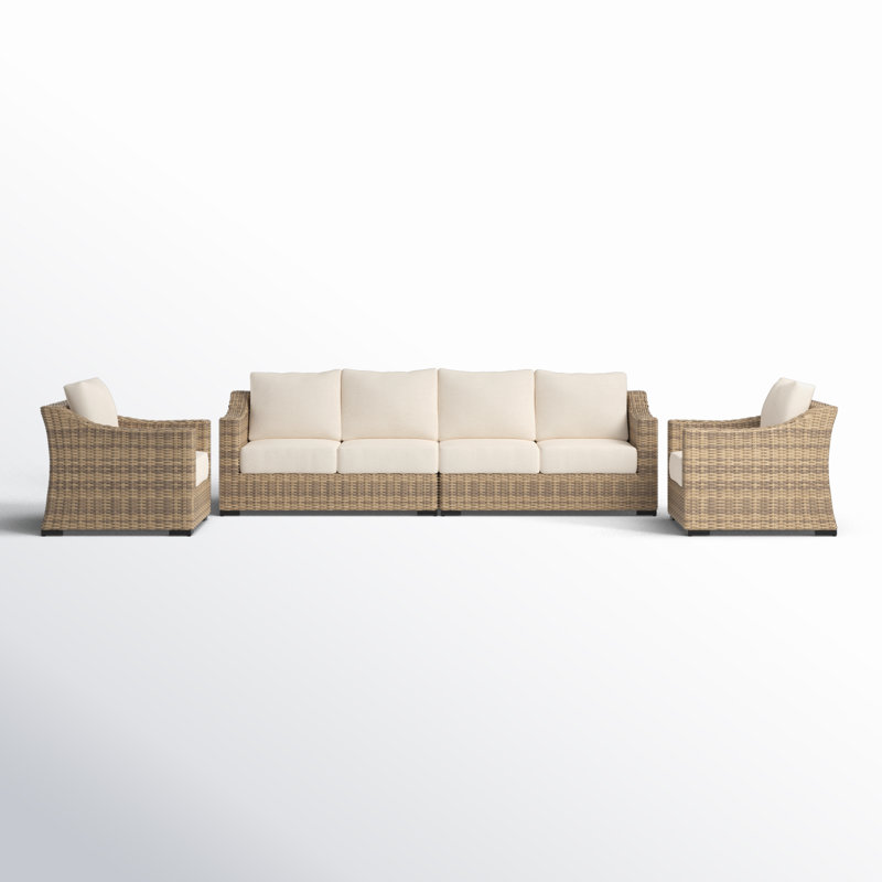 Ensemble modulaire de patio en osier pour 6 personnes avec coussins Eloisa, Non, Tanné