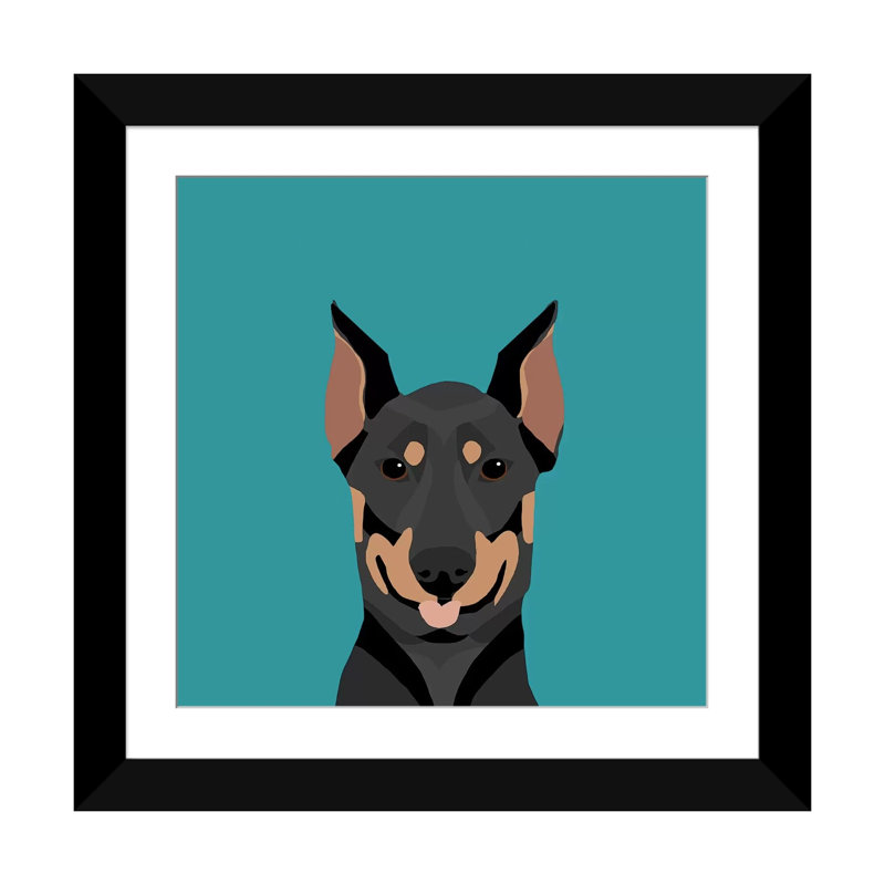 Doberman pinscher, impression sur toile tendue, H 16 po x l 16 po x P 1 po, Papier d'art encadré noir, Blanc