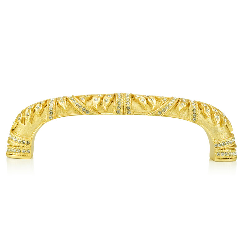 5” C TO C HAMPTON PULL; CLEAR CRYSTAL SATIN GOLD FINISH