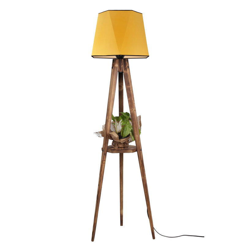 Burkburnett 165cm Tripod Floor Lamp, Mustard, Light Brown