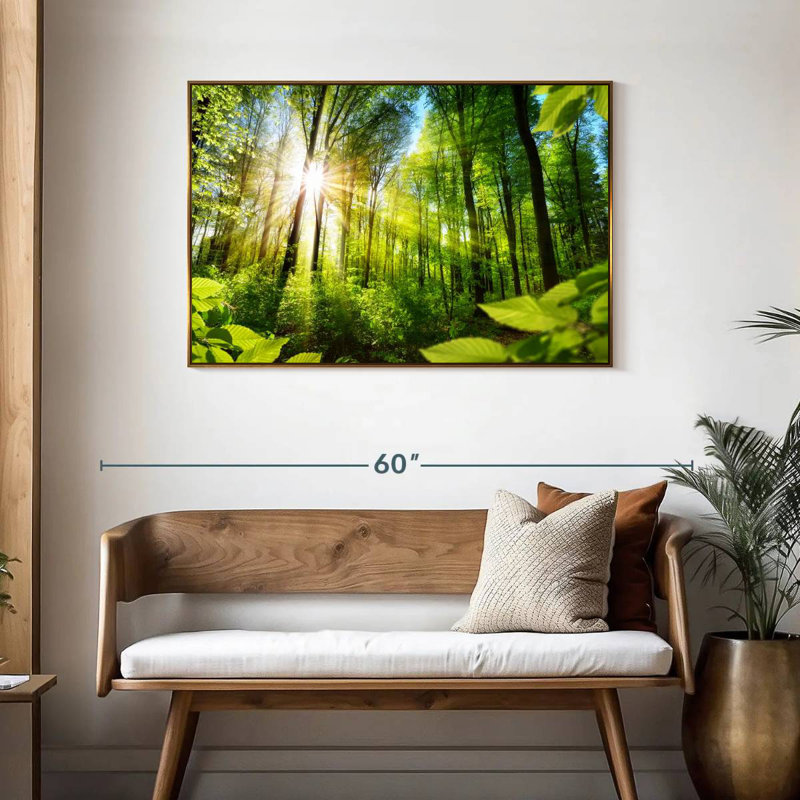 Forêt ensoleillée, Cadre flottant doré, 43 po x 29 po