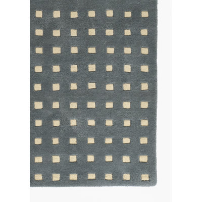Lang Blue Hand-Tufted Geometric Wool Rug