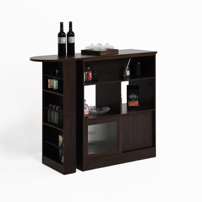 6 armoires de bar avec plateau tournant et placage en noyer pour tablette de salle à manger à hauteur de comptoir, couleur