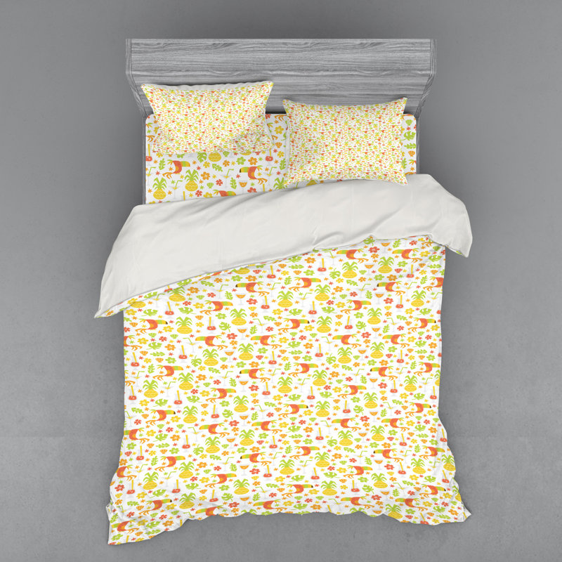 Ensemble de housse de couette en microfibre jaune / bleu / rouge, Housse de couette grand + 3 pièces supplémentair