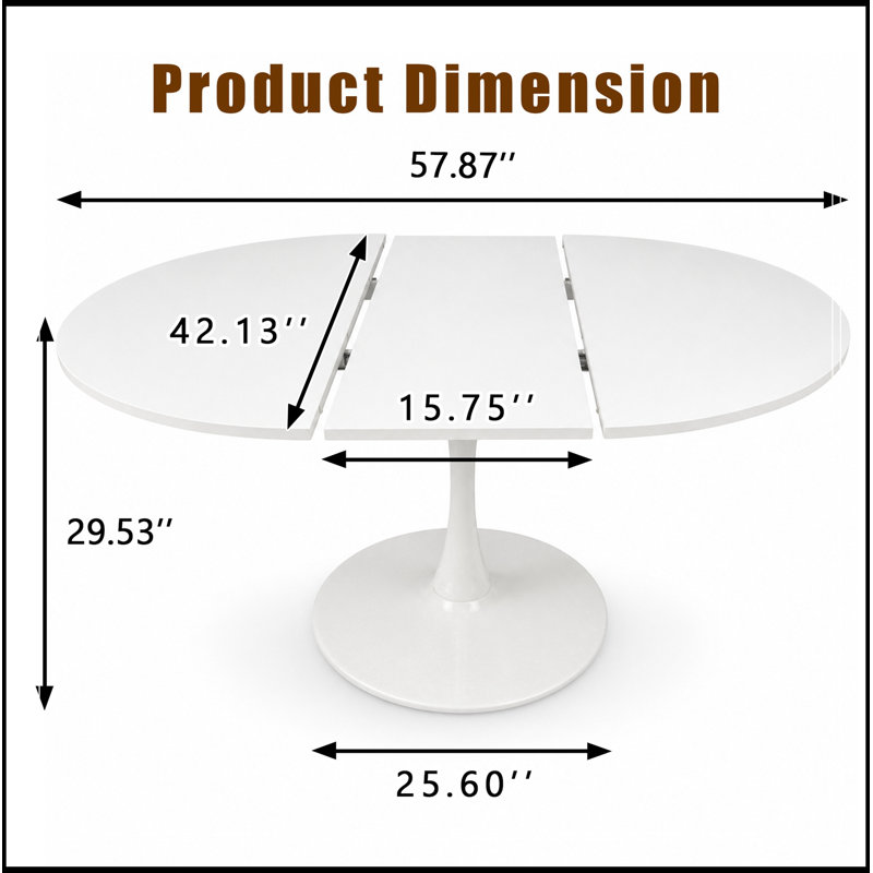 Chapman rond extensible avec base en métal, White