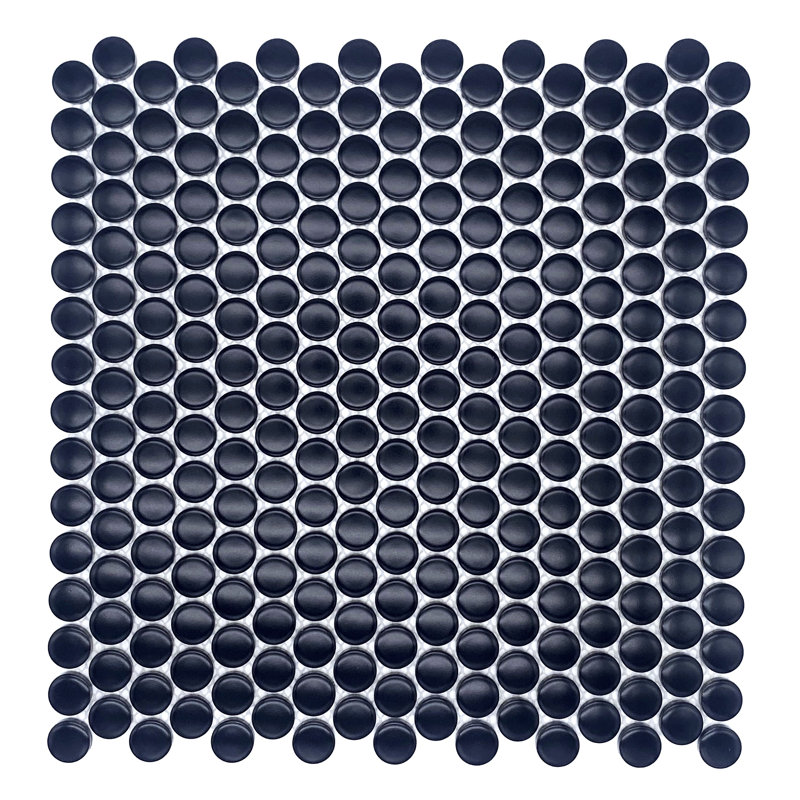 Carreau de mosaïque en porcelaine pour mur et plancher 12 po x 12 po Cascade, Noir mat