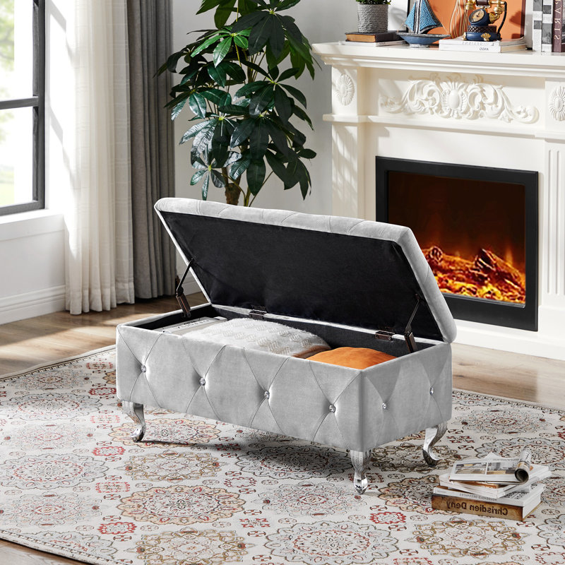 Banc de rangement repose-pieds, Gris