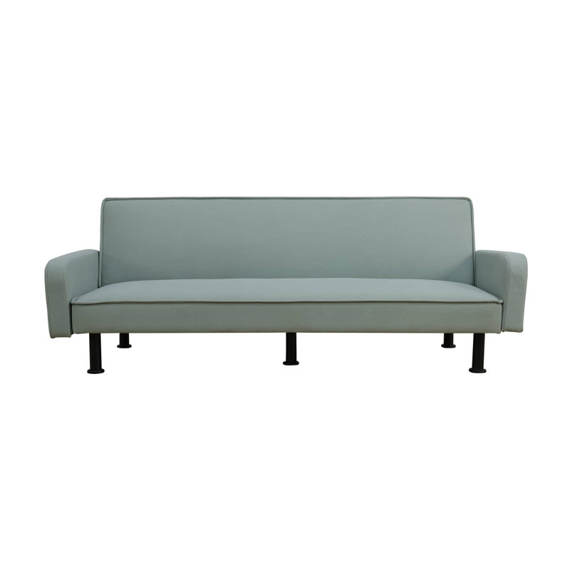 Convertible Sofa with Adjustable Backrest, Solid Wood Frame, Lake Green Velvet