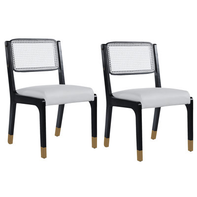 Ensemble de 2 chaises de salle à manger en bois, chaises d'appoint de ferme moderne avec pieds en bois massif et siège rembourré, chaises de cuisine et de salle à manger modernes en lin pour la salle à manger