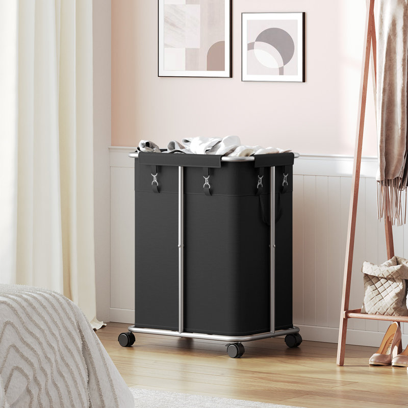 Panier à linge avec roulettes 170 L (45 Gal), Noir