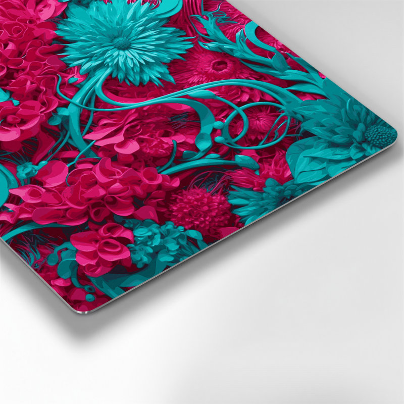 Abstrait floral 54, art mural en métal bleu, 12" H x 12" W